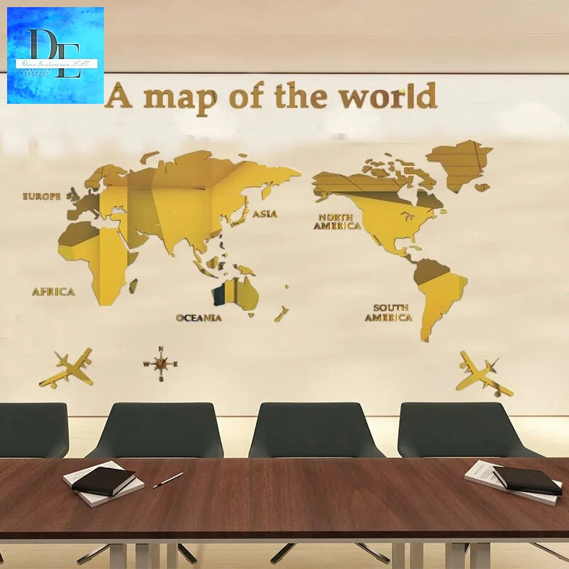 1Pc 3D World Map Wall Stickers