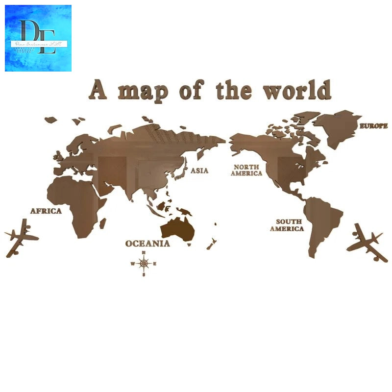 1Pc 3D World Map Wall Stickers