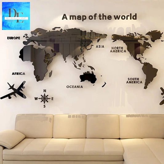 1Pc 3D World Map Wall Stickers