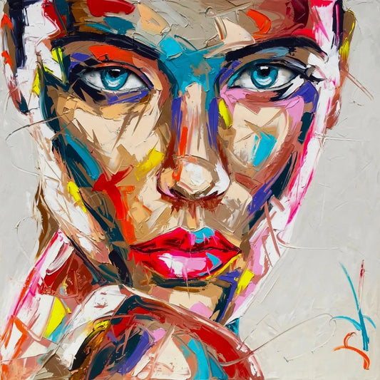 Abstract Hand Painted Palette Woman Face