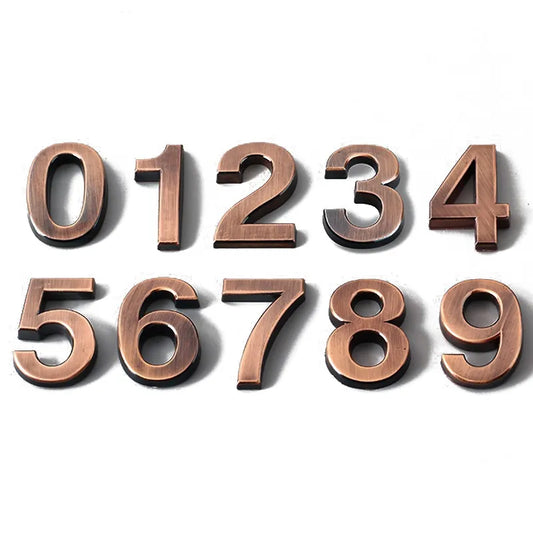 Large 3D House Number Plaque - Self-Adhesive ABS Material with Galvanized Surface for Home, Hotel, and Outdoor Use - 6CM